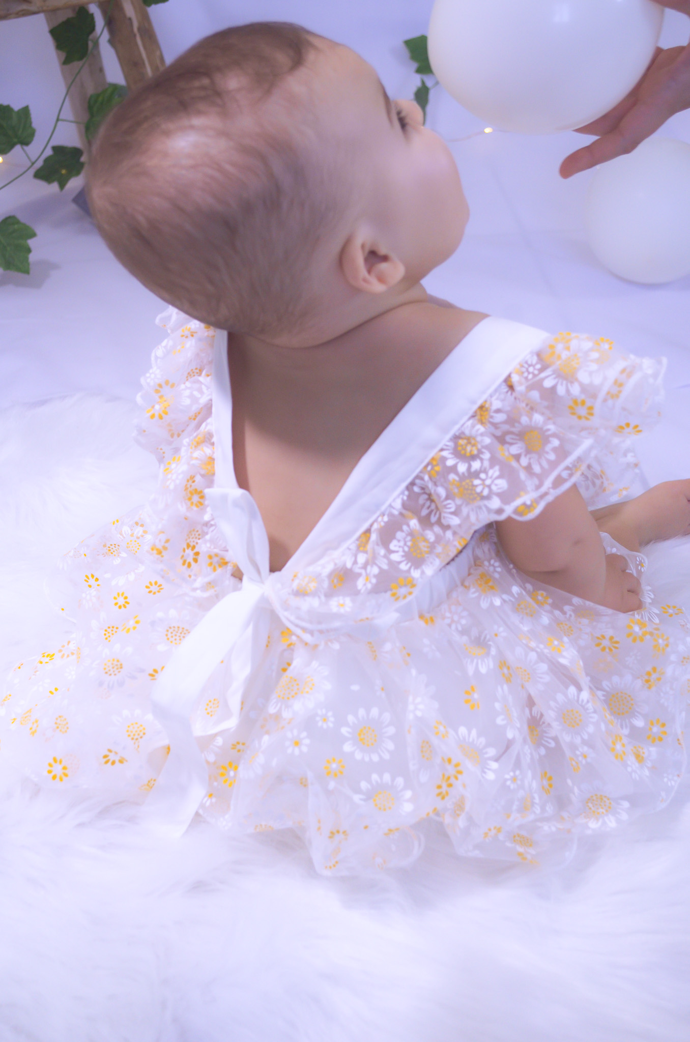 Barboteuse Éva de dos Barboteuse robe à fleurs pour bébé à La Réunion