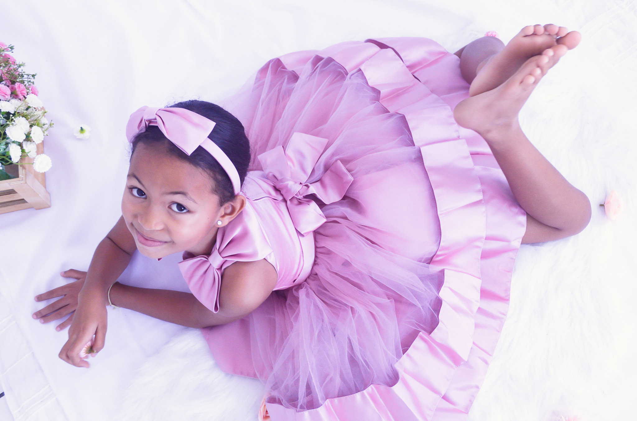 Robe de princesse rose pour enfant mariage anniversaire et fête