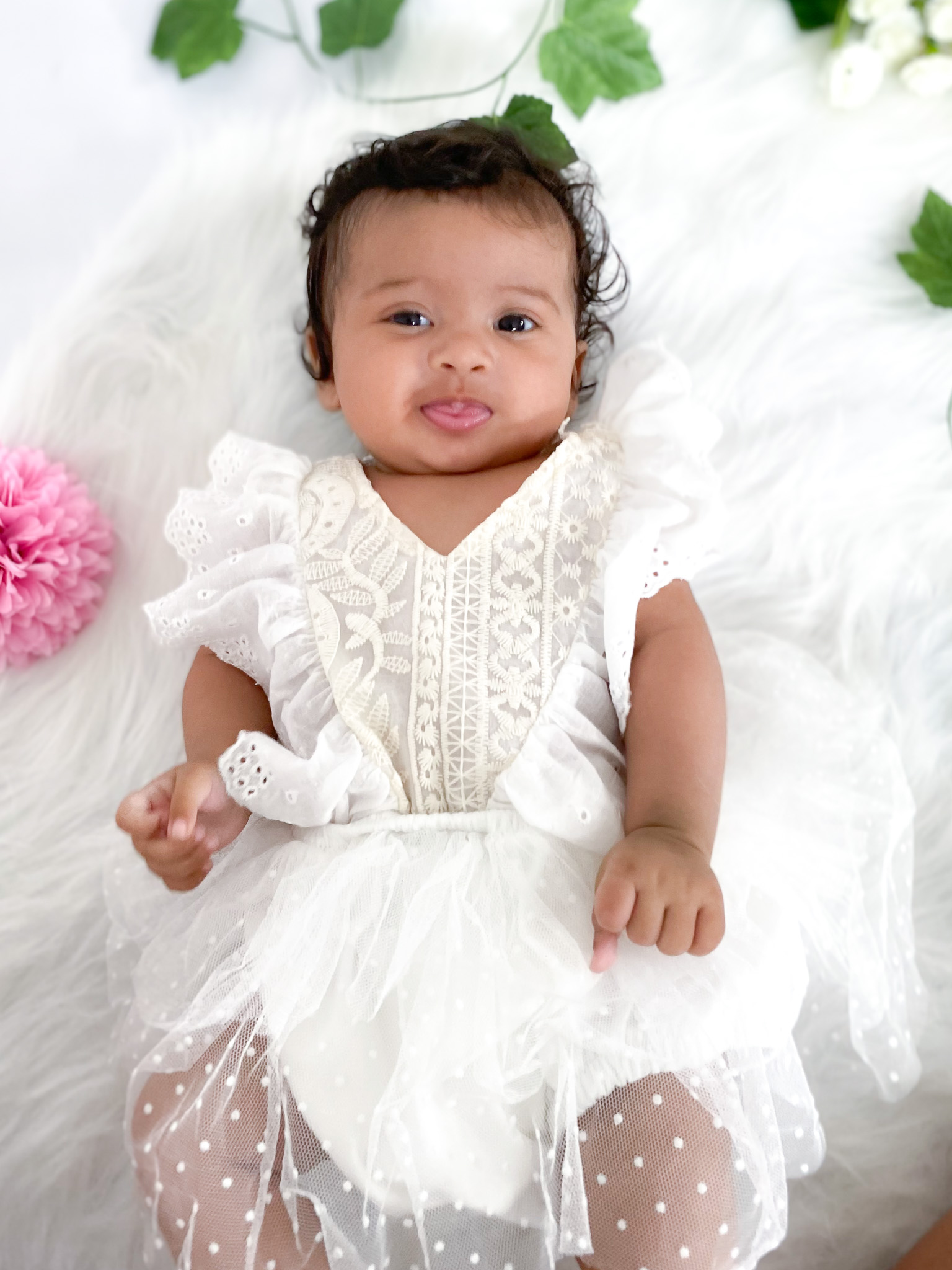 Barboteuse Aveline Jolie barboteuse avec tulle à pois pour bébé à La Réunion